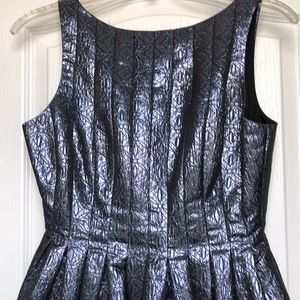 Maggy London blue dress iridescent fabric. Midi length. Balloon hem. size 4.